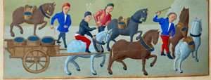 Üzüm hasadı ve nakliyesi Master of Savoy Adelaide (15. yüzyıl) ve Master of Jean Rolin (15. yüzyıl) tarafından "" Burgonya Düşesi, Adelaide of Savoy