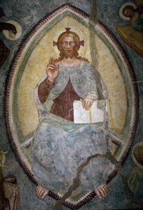 Dört evangelist arasındaki kurtarıcı (fresk by Master of Mocchirolo