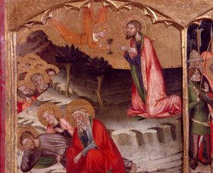 Zeytin Bahçesinde İsa, bir melek, Rubio Ustası (14. yüzyıl) tarafından Komünyon düzenliyor, Santa Maria Kilisesi, Rubio