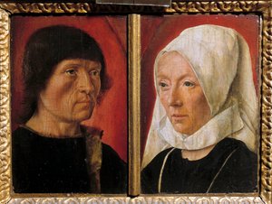 Bir adam ve karısının portresi. Bir çiftin temsili (çift portre). Master De Saint Gilles'in resmi (1490-1510 arasında aktif), Fransız okulu by Master of Saint Giles