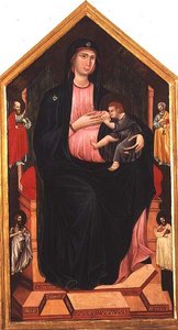 Azizler ile Madonna ve Çocuk (panelde öfke) by Master of San Gaggio