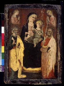 "Madonna ve Çocuk Aziz Peter ve Paul ile Enthroned" (Madonna ve Saints Peter ve Paul ile Enthroned Çocuk) Muciano