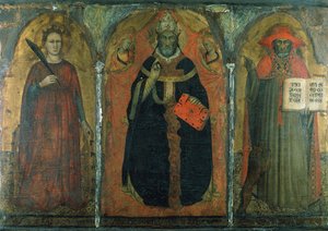 Büyük Aziz Gregory, Aziz Catherine ve Jerome ile birlikte (panel üzerine tempera) by Master of San Martino of Mensola