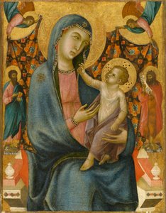 Aziz Bartholomew ve Vaftizci Yahya ile Madonna ve Çocuk, yaklaşık 1320 (panelde tempera ve altın varak, tuvale aktarılmış)