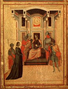 Aziz Cecilia ve hayatının hikayesi Detay: Aziz Cecilia vali ile tartışıyor - mihrap, c.1290-1320