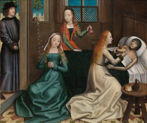 St. Nicholas Altarpiece'den St Nicholas'ın Hayır Kurumu, c.1486-93 (panel üzerine yağlıboya)