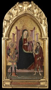 Bakire ve Çocuk, Aziz Mikail ve Vaftizci Yahya ile Enthroned, c.1440-70 by Master of the Arcetri Altarpiece
