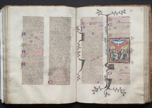Gotha Missal: Fol 79r, Pentecost, c. 1375. by Master of the Boqueteaux