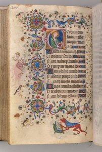 Charles the Noble, Navarre Kralı 1361-1425 saatleri: fol. 102v, Metin, c. 1405. by Master of the Brussels Initials and Associates