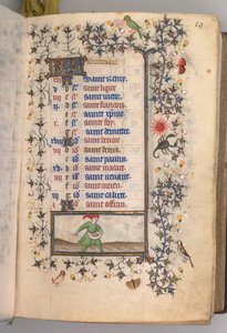 Charles the Noble, Navarre Kralı 1361-1425 saatleri: fol. 10r, Ekim, c. 1405. by Master of the Brussels Initials and Associates