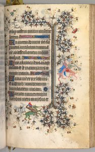 Charles the Noble, Navarre Kralı 1361-1425 saatleri: fol. 182r, Metin, c. 1405. by Master of the Brussels Initials and Associates