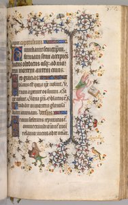 Charles the Noble, Navarre Kralı 1361-1425 saatleri: fol. 184r, Metin, c. 1405. by Master of the Brussels Initials and Associates