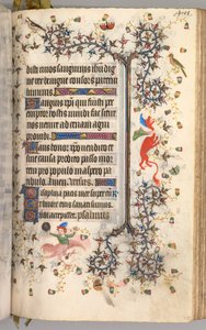 Charles the Noble, Navarre Kralı 1361-1425 saatleri: fol. 195r, Metin, c. 1405. by Master of the Brussels Initials and Associates