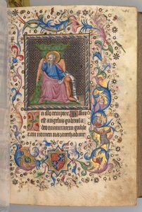 Charles the Noble, Navarre Kralı 1361-1425 saatleri: fol. 23r, Aziz Luke, c. 1405. by Master of the Brussels Initials and Associates