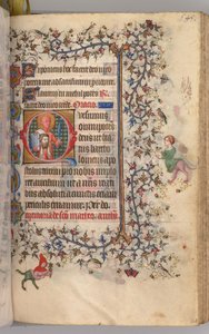 Charles the Noble, Navarre Kralı 1361-1425 saatleri: fol. 267r, Aziz Bartholomew, c. 1405. by Master of the Brussels Initials and Associates