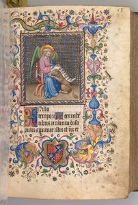 Charles the Noble, Navarre Kralı 1361-1425 saatleri: fol. 27r, Aziz Mark, c. 1405. by Master of the Brussels Initials and Associates