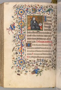 Charles the Noble, Navarre Kralı 1361-1425, fol. 287vr, Aziz Benoit, c. 1405. by Master of the Brussels Initials and Associates