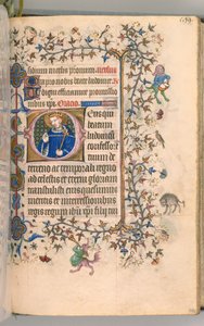 Charles the Noble, Navarre Kralı 1361-1425, fol. 291v, St.Louis, c. 1405. by Master of the Brussels Initials and Associates