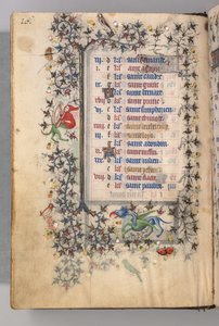 Charles the Noble, Navarre Kralı 1361-1425 saatleri: fol. 8v, Ağustos, c. 1405. by Master of the Brussels Initials and Associates