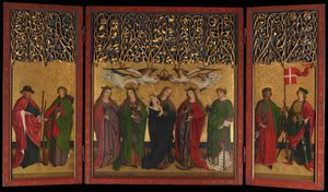 Burg Weiler Altar Üç Parçalı Bakire ve Çocuk ve Azizler ile Altarpiece, ca. 1470. by Master of the Burg Weiler Altar