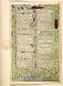 Ekle. 28841, f.7, Bir Çekirge ve çekirge dahil çiçekler, meyveler ve böcekler, Treatise on the Virtues and Vices ve Sicilya