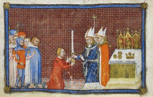 Cotton Tiberius B. VIII f.49v Reims Başpiskoposu kılıcı Kral