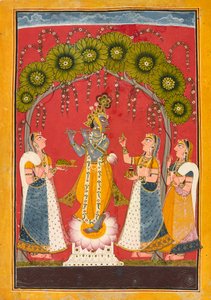 Krishna Floating, Bir Dasavatar Serisinden Folyo, yakl. 1730. by Master of the Court of Mankot
