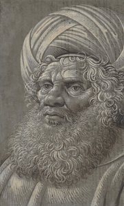 Sarıklı Bir Sakallı Adamın Başı recto, Latin alfabesi verso, ca. 1510. by Master of the Death of Absalom