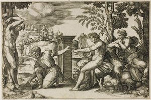 Apollon ve Marsyas by Master of the Die