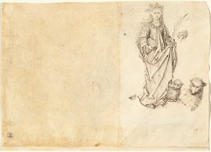 Aziz Agnes (karşı) by Master of the Drapery Studies after Martin Schongauer