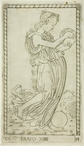 Erato, Apollon ve İlham Perileri'nden on dört tabak by Master of the E Series Tarocchi
