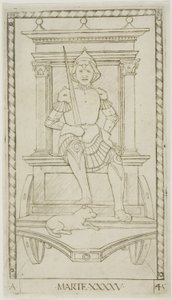 Mars, Gezegenler ve Kürelerden 45 numaralı levha by Master of the E Series Tarocchi
