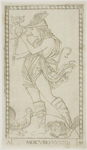 Merkür, Gezegenler ve Kürelerden 42. levha by Master of the E Series Tarocchi