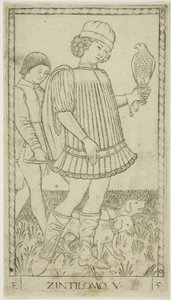 Beyefendi, Erkeklerin Rütbeleri ve Koşullarından beşinci plaka by Master of the E Series Tarocchi
