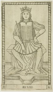 Kral, İnsanların Rütbeleri ve Koşullarından sekizinci plaka by Master of the E Series Tarocchi