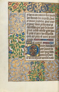 Rouen Kullanım Saatleri Kitabı: fol. 151v, Yeşilliklerin Ayrıntılı Sınırı, c. 1470. by Master of the Geneva Latini
