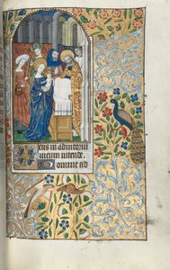 Rouen Kullanım Saatleri Kitabı: fol. 67r, Mesih Çocuğunun Tapınakta Sunulması, c. 1470. by Master of the Geneva Latini