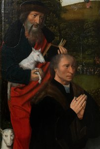 Aziz Catherine ve Aziz Barbara ile Bakire ve Çocuk'un sol panelinin detayı, c.1520-25 (panel üzerine yağlı boya)