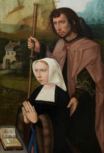Aziz Catherine ve Aziz Barbara ile Bakire ve Çocuk'un sağ panelinin detayı, c.1520-25 (panel üzerine yağlı boya)