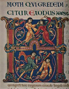 Winchester İncilinden başlangıç, c1150 AD, c1950. by Master of the Leaping Figures