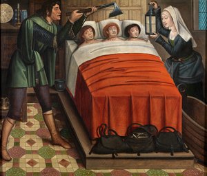 The Evil Butcher, St. Nicholas Altarpiece'den, c.1486-93 (panel üzeri yağlı boya)