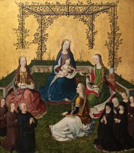 Gül çardağında Çocuklu Madonna, 1470 civarı by Master of the Life of Virgin Mary