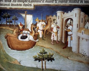 Polo kardeşler (Marco Polo dahil) bir kargo gemisiyle Hindistan