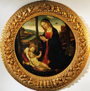 Bebek Vaftizci Yahya ile Madonna ve Çocuk, resim Tondo Miller