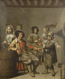Bir taşralı için bir kadeh şarap döken çocuk, 1650 dolayları (tuval üzerine yağlı boya) by Master of the Processions