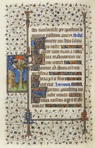 Ms 62 f.132v ಟ್ರೀಟಾಪ್‌ನಲ್ಲಿರುವ ರೆಕ್ಕೆಯ ಆಕೃತಿಯು ಕತ್ತಿಯಿಂದ ಚುಚ್ಚಿದ ಪುಸ್ತಕದೊಂದಿಗೆ, ಗುಯಿಲೌಮ್ ಡಿ ಡೆಗ್ವಿಲ್ಲೆ ಅವರ 1350, 1417 (ಚರ್ಮದ ಮೇಲೆ ಶಾಯಿ ಮತ್ತು ಚಿನ್ನದ ಎಲೆ) ಟರ್ಕ್‌ನಿಂದ 