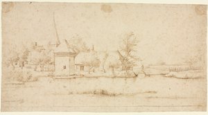 Moated Köyü ile Manzara by Master of the Small Landscapes