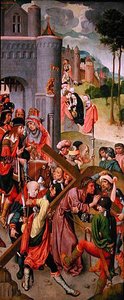 Haç taşıyan İsa, bir triptikten yan panel, c.1490s (panel üzerine yağlı boya) (ayrıca bkz. 152537)