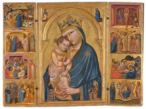 Wallraf Üç Parçalı, yak. 1360 (panelde sıcaklık ve altın) by Master of the Wallraf Triptych