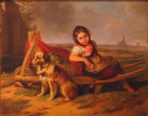 Viyana önünde köpekli kız by Mathias Ranftl